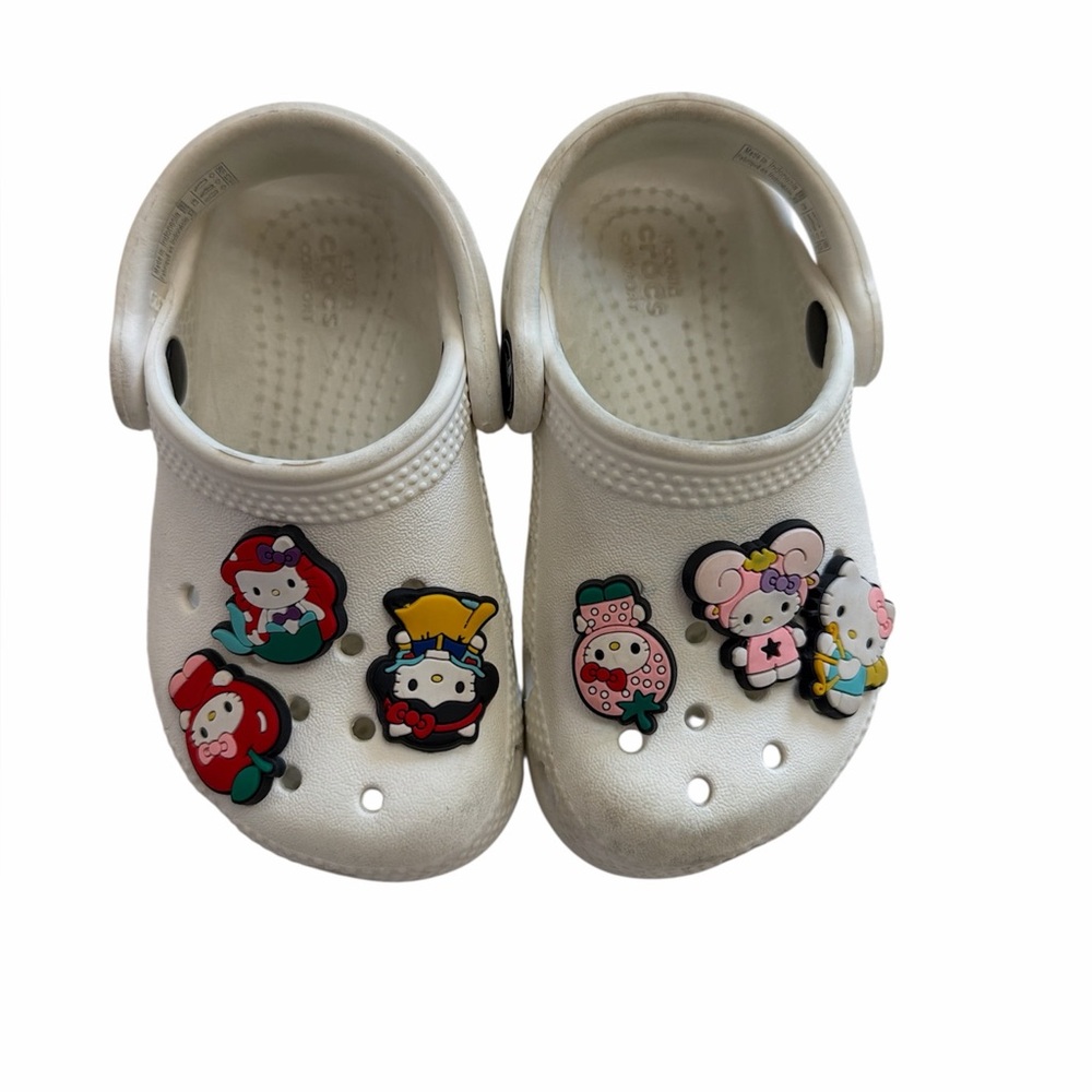 CROCS Kids White Clogs with Cute Character Charms